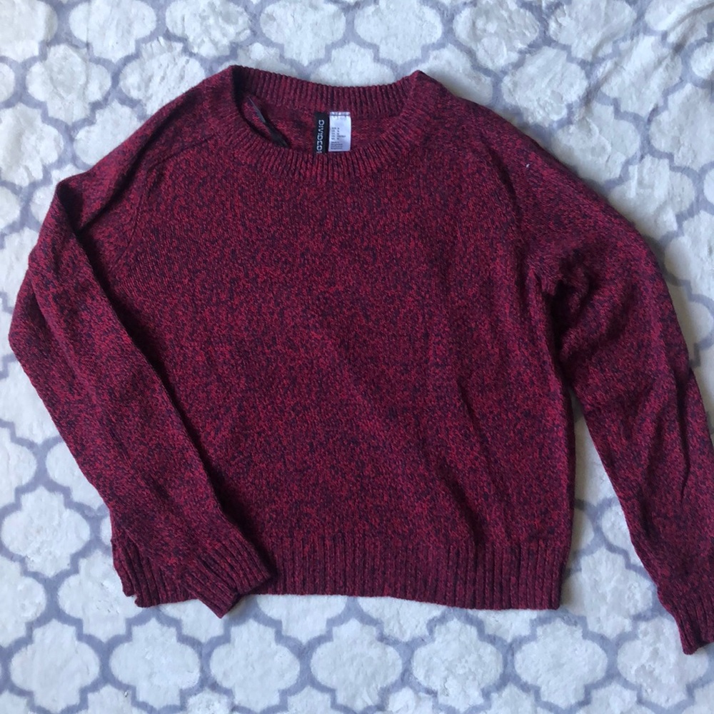 Red micro knit sweater